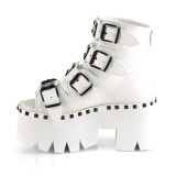 White Vegan 9 cm ASHES-70 lolita ankle boots platform block heels