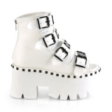 White Vegan 9 cm ASHES-70 lolita ankle boots platform block heels