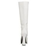 White platform boots lace up patent 13 cm - 70s years hippie disco gogo kneeboots